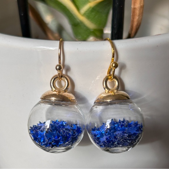 Blue Wishing Ball Earrings - Picture 3 of 7